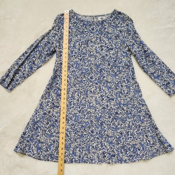 Old Navy Womens  Long Sleeve Woven Swing Dress Blue Paisley Cottage Flir… - Picture 7 of 11